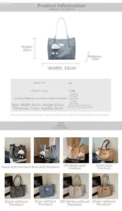 Detailed size chart and multi-color options for the large PU leather tote bag