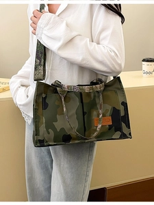Fashion Nylon Tote Bag For Women Camouflage Leopard Print Large Capacity Lightweight Shoulder Bag Casual Crossbody Handbag
