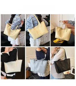 Detailed views of high-capacity crocodile texture tote bag shown in multiple angles
