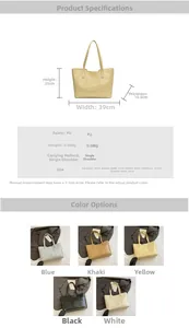 Detailed chart showing faux crocodile tote bag dimensions and five color options