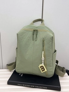 Women Fashion Nylon Backpack Large Capacity Water Resistant Casual Shoulder Bag For Travel School Daily Use Letter Charm
