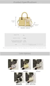 Detailed size guide for women's crossbody bag with measurements and PU leather specs