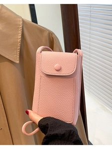 Trendy Minimalist Litchi Texture PU Leather Mini Crossbody Bag For Women Fashion Cell Phone Bag Vertical Square Small Purse