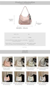 Detailed size chart and specifications for large PU leather tote bag in multiple colors