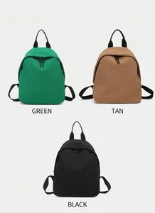 Detailed comparison of Oxford cloth backpacks in green, khaki, and black color options