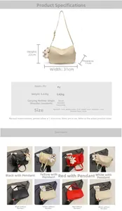 Detailed size chart and parameter overview of the PU shoulder bag with measurements