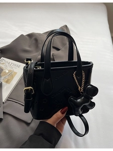 Sac Seau pour Femme en Cuir PU Gaufré d'Animaux Mini Sac à Main Sac Bandoulière Doux Avec Pendentif Chiot