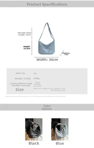 Spécifications de taille détaillées pour le sac cabas en similicuir avec dimensions