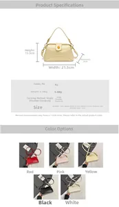 Dimensions détaillées du sac à bandoulière rétro en cuir PU avec fermoir rotatif en métal