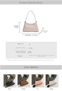 Infographie montrant les dimensions et détails du sac à bandoulière hobo tissé