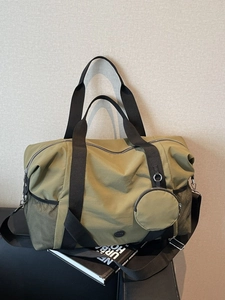 Große Kapazität Reisetasche Unisex Geknittert Gewebe Seesack Mit Rundem Beutel Lässig Gym Fitness Schulter Umhängetasche