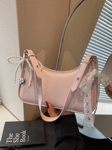 Borsa Sotto Ascella in Pelle PU Moda Donna Con Fiocco Perla Artificial Pizzo Ciondolo Borsa Hobo Trendy Elegante Borsa a Tracolla Quotidiana