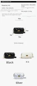 Spécifications de taille pour sac matelassé avec chaîne en cuir PU et fermoir métal