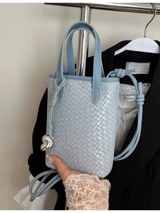 Borsa Tote da Donna Mini Intrecciata in Pelle PU Borsa a Tracolla Casual Con Ciondolo a Cuore in Metallo Moda