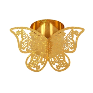 Détail d'un rond de serviette papillon évidé au laser avec finition dorée brillante