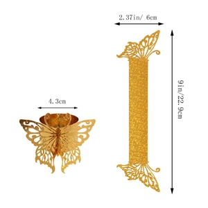 Detail view of gold glitter butterfly napkin ring showing both flat and assembled dimensions