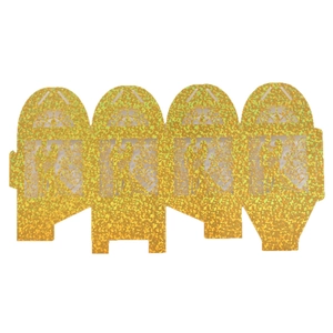 Golden glitter wedding candy box with laser-cut Mr & Mrs silhouettes and heart patterns