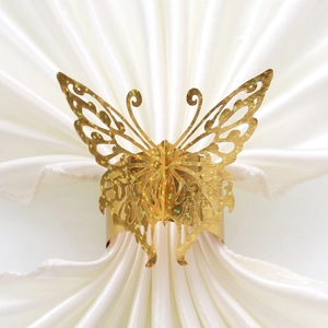 Butterfly Laser Cut Hollow Out Glitter Pearl Paper Napkin Rings Decorative Holders For Wedding Party Banquet Table Decor