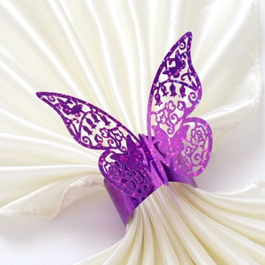 Ronds de Serviette Papillon Pailletés Découpe Laser en Papier Perlé Ajouré pour Décoration de Table de Mariage Banquet Fête