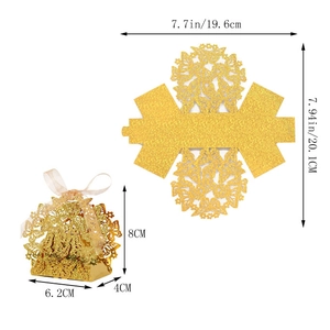 Detailed dimensions of laser-cut gold glitter butterfly gift box with pink ribbon bow