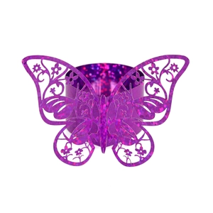Detailed laser-cut purple butterfly napkin ring with sparkling glitter finish for events