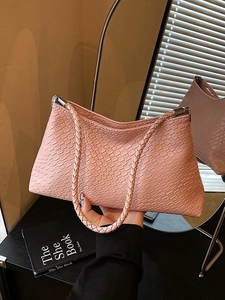 Sac Sous le Bras en Cuir PU Tissé Minimaliste pour Femmes Sac à Épaule Rétro Petit Sac Seau Décontracté Polyvalent pour Femme