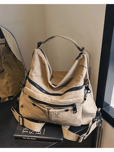 Women's Utility Large Capacity Nylon Bag Multi-Pocket Waterproof Shoulder Crossbody Backpack Casual Commuter Tote Bag