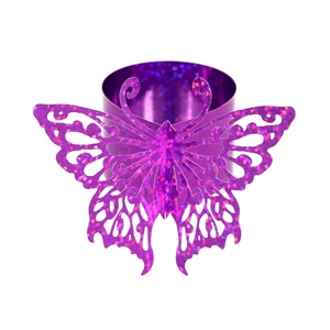 Elegant purple glitter butterfly napkin ring for wedding parties and festive dinner tables