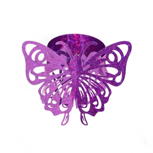 Laser-cut purple glitter butterfly napkin ring with hollow design for party decor