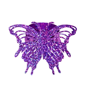 Glittery purple butterfly napkin ring with hollow laser-cut design for weddings