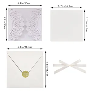 Size guide for laser cut wedding invitation with 15cm cover and 14.5cm inner card
