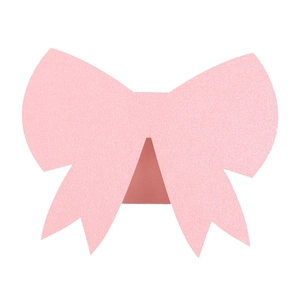 Pink glitter bow card detail showing 3D laser cut design and shimmer texture