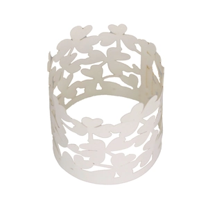 Detailed laser-cut hollow clover design on pearlescent paper napkin ring for party
