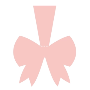 Detailed flat layout of a light pink laser-cut bow place card with folding guidelines