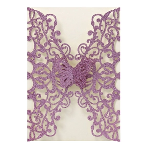 European Style Laser Cut Butterfly Wedding Invitation Cards Glitter Paper Hollow Out Decorative Greeting Cards For Celebration