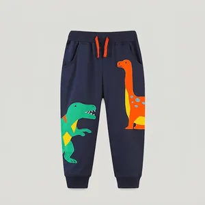 Toddler Boys Western Style Cotton Cartoon Dinosaur Embroidered Sport Pants Casual Soft Combed Cotton Joggers Sweatpants