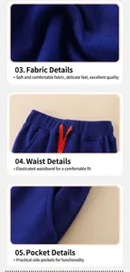 Détails du pantalon de sport enfant en coton avec taille élastique et maille douce