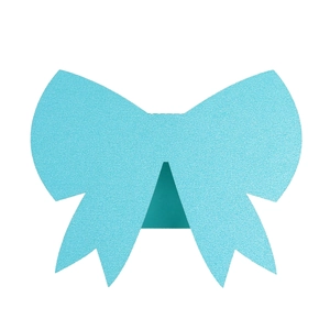 Light blue glitter 3D bow seat card with laser cut design for wedding table decoration