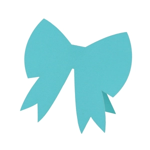 Detailed view of light blue 3D bow decoration made of high quality matte foam material