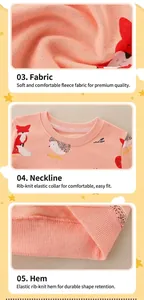 Close-up of pink cotton kids sweatshirt showing fabric texture and ribbed neck detailing