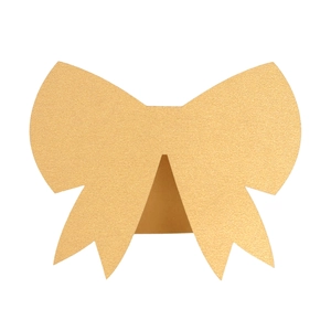 Champagne gold glitter 3D bow place card for weddings with a laser-cut folding design