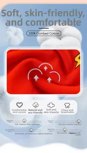 Detail of red 100% combed cotton fabric with soft texture and cartoon print for kids