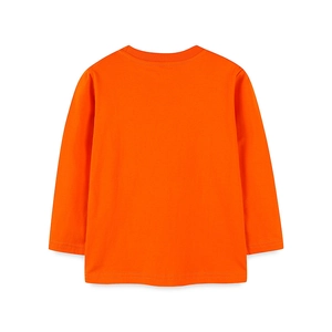 Classic orange long sleeve cotton T-shirt for kids featuring a crew neck and basic style