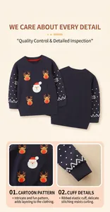 Details des Kinder-Weihnachtspullovers mit Rentier-Print und elastischen Rippbündchen