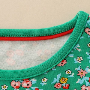 Toddler girl floral knit dress featuring bird embroidery and reinforced crew neck