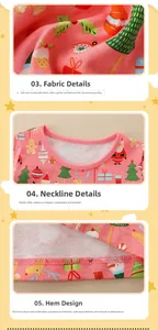 Details des Weihnachts-Mädchenkleids mit Strickstoff-Textur und festlichen Feiertagsmustern