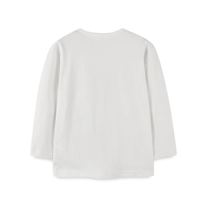 Vue arrière du t-shirt classique en coton blanc à manches longues pour enfants col rond