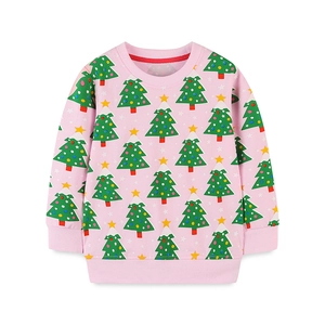 Sweat rose à manches longues pour filles avec motifs sapins de Noël et étoiles