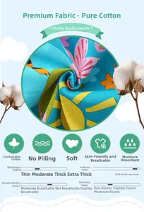 Detail of soft breathable cotton fabric with colorful floral prints for girls' dresses