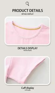 Détail du haut en coton rose avec bordure jaune au col et doubles coutures aux manches